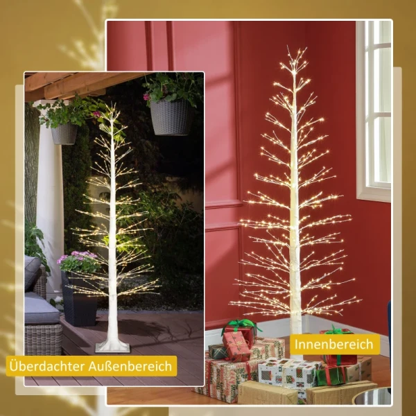 Kunstspar Met LED-verlichting, Kerstboom 180 Cm Hoog, Realistische Schors, Wit 7