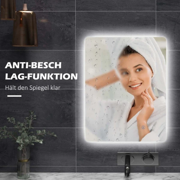 LED-badkamerspiegel Anti-condens Aanraakschakelaar Achtergrondverlichting 70x50cm Wit 7