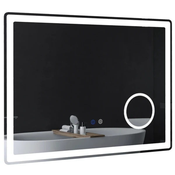 LED-badkamerspiegel Met 3x Vergroting, Touch-functie, Geheugenfunctie, Beslaat Niet, 80 X 60 Cm 1