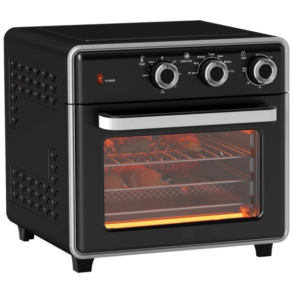 Mini-oven, 20L, 5 Functies, 360 Hete Lucht, Grillrooster, Kruimellade, Zwart 10