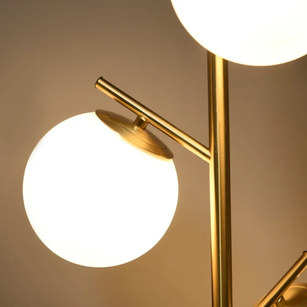 Retro Design Vloerlamp, Vloerlamp, Vloerlamp Met 3 Lampenkappen, Glas, Goud 7