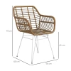 Set Van 2 Stoelen In Boho-stijl, Keukenstoelen, PE Rotan, 56 X 60 X 79 Cm, Naturel + Wit 3