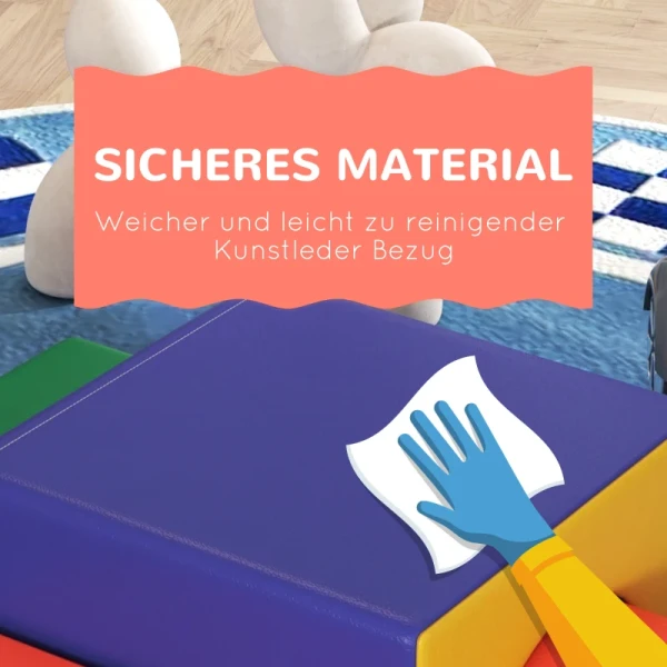 Set Van 4 Zachte Bouwstenen Om Te Klimmen En Glijden, Kunstleren Bekleding, Voor Kinderen Van 1-3 Jaar, Veelkleurig 7