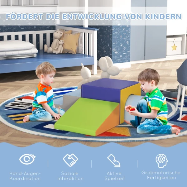 Set Van 4 Zachte Bouwstenen Om Te Klimmen En Glijden, Kunstleren Bekleding, Voor Kinderen Van 1-3 Jaar, Veelkleurig 4