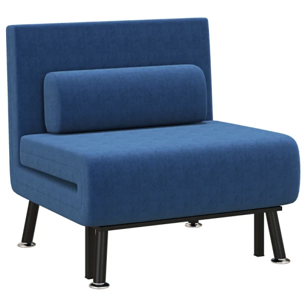 Slaapbank, Fauteuil En Logeerbed, Verstelbare Rugleuning, Afneembare Hoes, Marineblauw 10