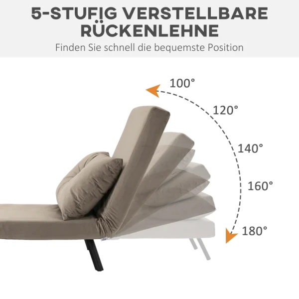 Slaapstoel, Logeerbed, Verstelbare Rugleuning, Tot 120 Kg, Stalen Olieframe, 63x73x81cm, Lichtbruin 5