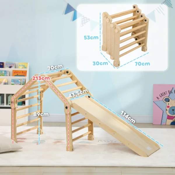 Speeltoestel 3-in-1, Opvouwbaar, Ladder & Glijbaan/klimwand, Hout, Voor Kinderen 1,5-4 Jaar 3