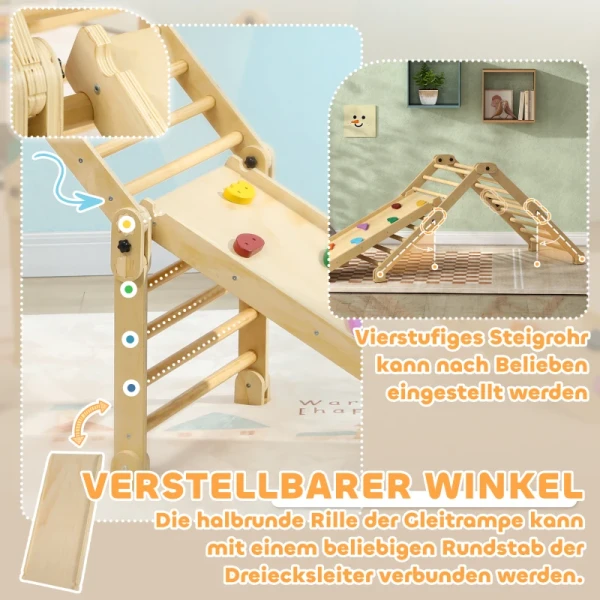 Speeltoestel 3-in-1, Opvouwbaar, Ladder & Glijbaan/klimwand, Hout, Voor Kinderen 1,5-4 Jaar 6