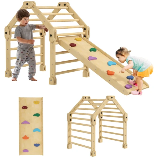 Speeltoestel 3-in-1, Opvouwbaar, Ladder & Glijbaan/klimwand, Hout, Voor Kinderen 1,5-4 Jaar 10