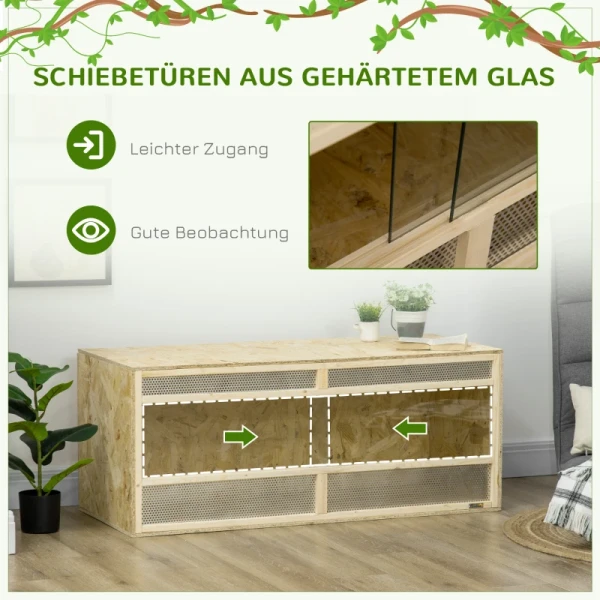 Terrarium Voor Reptielen/amfibieën, Glazen Schuifdeuren, Ventilatierooster, 120x50x50cm 6