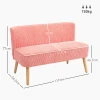 Tweezitsbank, Elegant Scandinavisch Design, Massief Houten Frame, Tot 150 Kg, 117 X 56,5 X 77 Cm, Roze 3