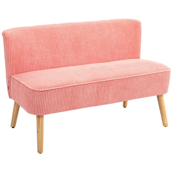 Tweezitsbank, Elegant Scandinavisch Design, Massief Houten Frame, Tot 150 Kg, 117 X 56,5 X 77 Cm, Roze 1