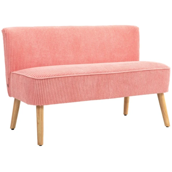 Tweezitsbank, Elegant Scandinavisch Design, Massief Houten Frame, Tot 150 Kg, 117 X 56,5 X 77 Cm, Roze 10