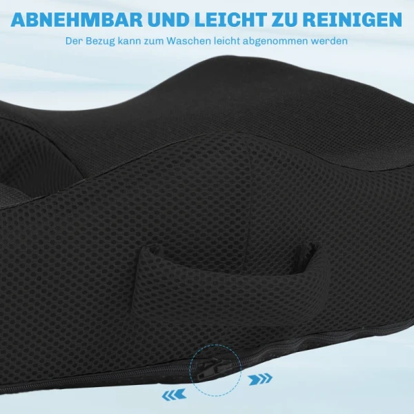 Zitkussen, Ergonomische, Ademende Hoes, Antislip, 44x39x13 Cm, Zwart 6