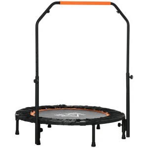 102 Cm Fitness Trampoline, Opvouwbaar Mini Trampoline Met Viermaal Hoogte Verstelbare Handgreep, Fitness Rebounder Voor Volwassenen, Tot 100 Kg, Zwart 1