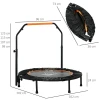 102 Cm Fitness Trampoline, Opvouwbaar Mini Trampoline Met Viermaal Hoogte Verstelbare Handgreep, Fitness Rebounder Voor Volwassenen, Tot 100 Kg, Zwart 4