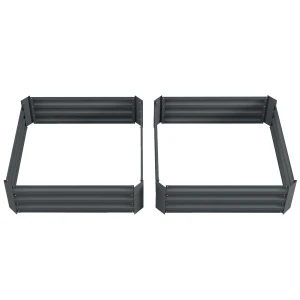 2 Delige Set Hoogbed Staal, Plantenbed Koude Bak Tuinbed Bloembak Insteekbaar, Plantenbak Plantenbak 100x100x30cm Voor Tuin Balkon Terras, Groentebed Voor Bloemen, Planten 1