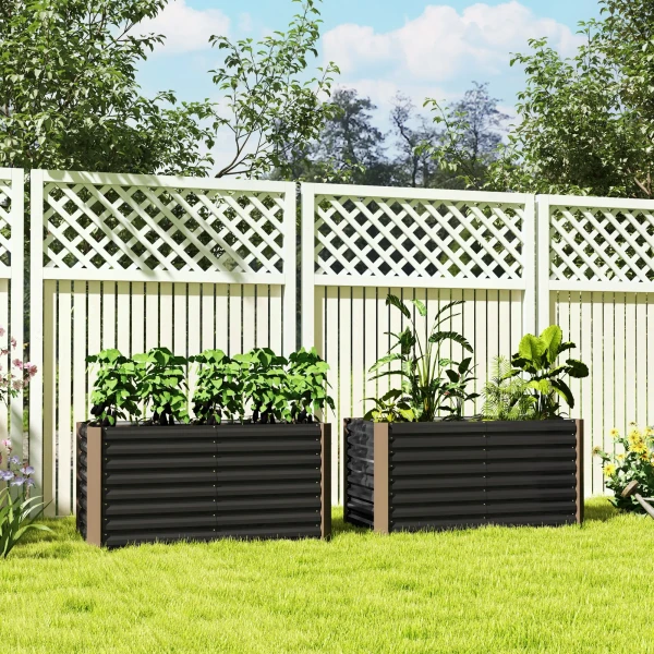 2 Delige Set Verhoogd Bloembed Weerbestendig, Plantenbed Koude Bak Tuinbed Plantenbak Gemaakt Van Verzinkt Staal, Bloembak Voor Terras & Tuin, 120 X 60 X 60 Cm 2