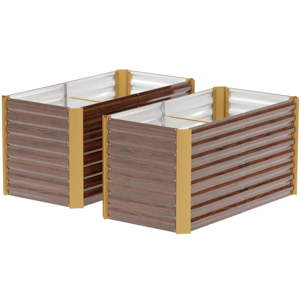 2 Delige Set Verhoogd Bloembed Weerbestendig, Plantenbed Koude Bak Tuinbed Plantenbak Plantenbak Van Verzinkt Staal, Bloembak Voor Terras & Tuin, 120 X 60 X 60 Cm 1