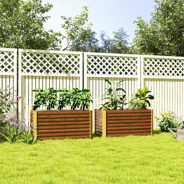 2 Delige Set Verhoogd Bloembed Weerbestendig, Plantenbed Koude Bak Tuinbed Plantenbak Plantenbak Van Verzinkt Staal, Bloembak Voor Terras & Tuin, 120 X 60 X 60 Cm 2