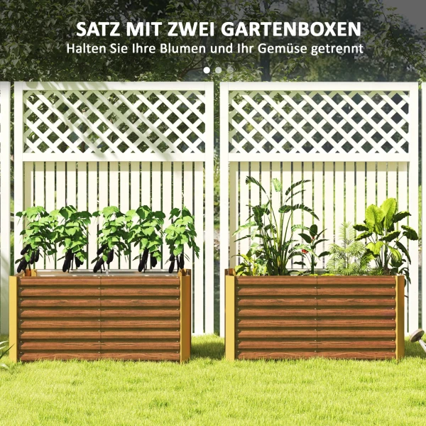 2 Delige Set Verhoogd Bloembed Weerbestendig, Plantenbed Koude Bak Tuinbed Plantenbak Plantenbak Van Verzinkt Staal, Bloembak Voor Terras & Tuin, 120 X 60 X 60 Cm 5