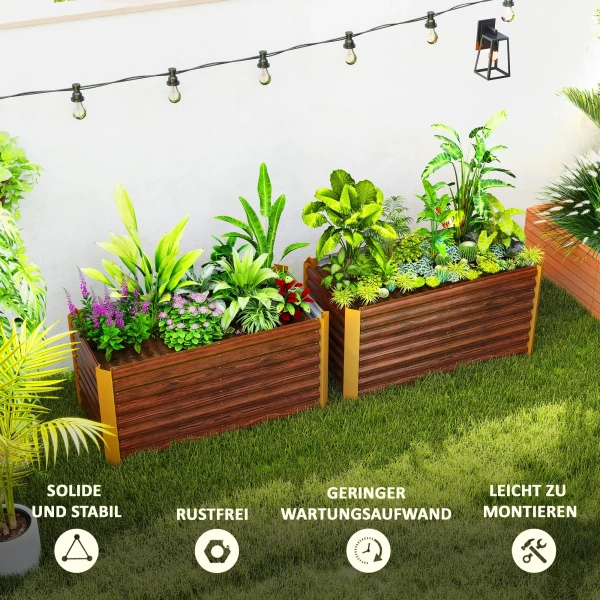 2 Delige Set Verhoogd Bloembed Weerbestendig, Plantenbed Koude Bak Tuinbed Plantenbak Plantenbak Van Verzinkt Staal, Bloembak Voor Terras & Tuin, 120 X 60 X 60 Cm 8