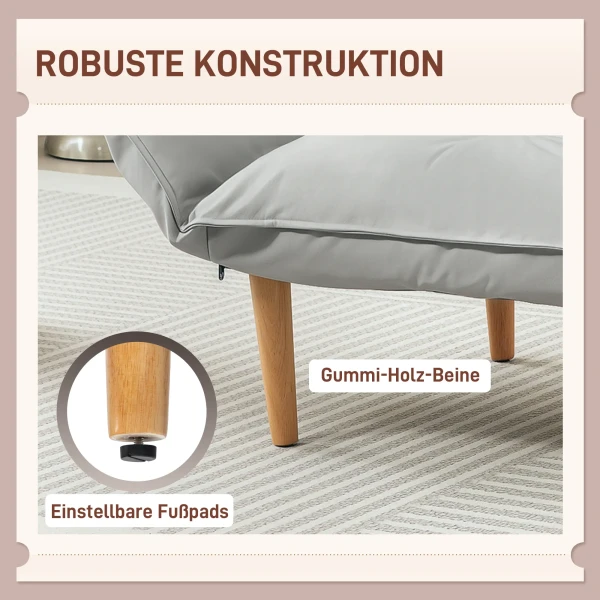 2 In 1 Fauteuil, Loungestoel Met Kussen, Vloerstoel Met Verstelbare Rugleuning, Gestoffeerde Fauteuil, Enkele Stoel Voor Woonkamer, Microvezeldoek, Lichtgrijs 8