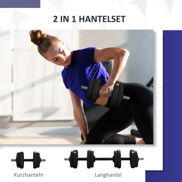 2 In 1 Halterset 15 Kg Verstelbaar Met 8 Halterschijven, Vloervriendelijk Voor Krachttraining En Fitness 4