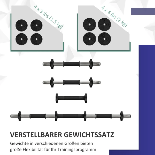 2 In 1 Halterset 15 Kg Verstelbaar Met 8 Halterschijven, Vloervriendelijk Voor Krachttraining En Fitness 5