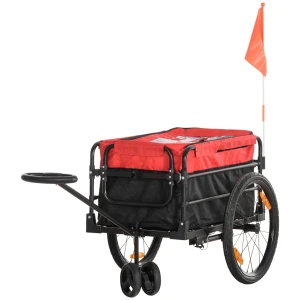 2 In 1 Kinderwagen 40kg Met Koppeling Opbergtas Deksel Reflectoren Oxford 130x64x103cm Rood Voor Fietstochten 1