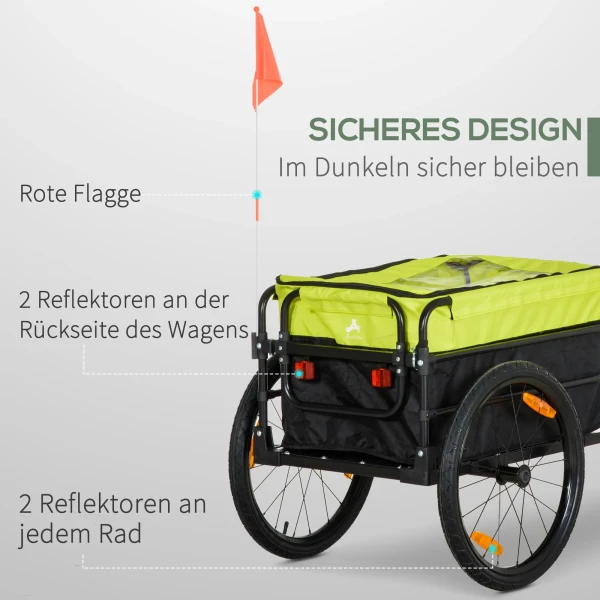 2 In 1 Kinderwagen, Draagvermogen 40kg, Met Rem, Opbergtas, Deksel, Reflectoren, Oxford, 130 X 64 X 103 Cm, Geel 6