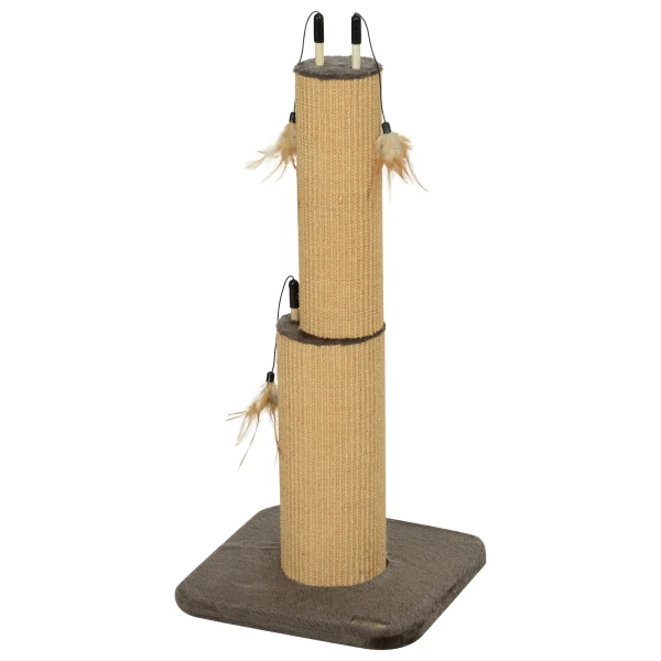 2 In 1 Krabpaal, 78cm Krabkolom, Jute Kattenkrabboom Met Veer, Krabboom Voor Katten, Katten Krabmeubilair, Binnen, Bruin 1