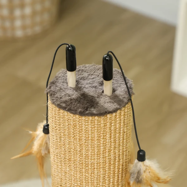 2 In 1 Krabpaal, 78cm Krabkolom, Jute Kattenkrabboom Met Veer, Krabboom Voor Katten, Katten Krabmeubilair, Binnen, Bruin 10