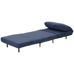 2 In 1 Slaapbank Slaapstoel Verstelbare Vouwmatras Logeerbed In Corduroy Optiek, Voor Slaapkamer, Woonkamer Blauw 82 X 89 X 83 Cm 1