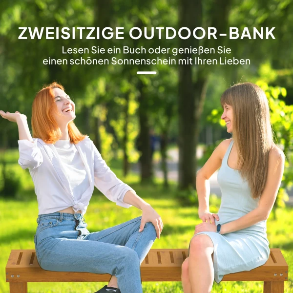 2 Zits Tuinbank, Weerbestendige Houten Bank, 300kg Draagvermogen Parkbank Met Lattenzitting, Tuinmeubilair, Balkonbank Voor Tuin, Balkon, Terras Park, Hof, Veranda 128 X 51 X 73 Cm, Teak 5