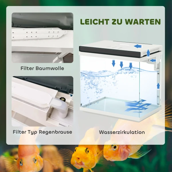 26 Liter Aquarium Met Filter, Led Verlichting, Waterpomp, Voor Verschillende Vissoorten, Ca. 38 X 26 X 38 Cm 7