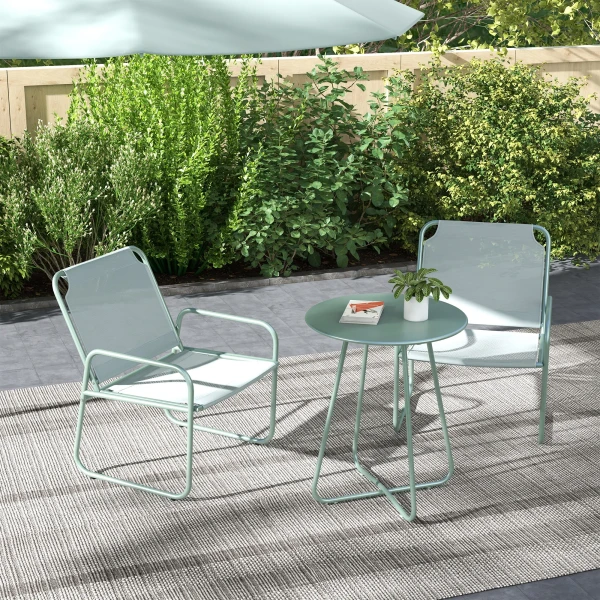 3 Delig Bistro Set Balkonmeubel Set Met 1 Tafel En 2 Stoelen, Tuinzitgroep Van Mesh In Groen Voor Tuin En Terras 2