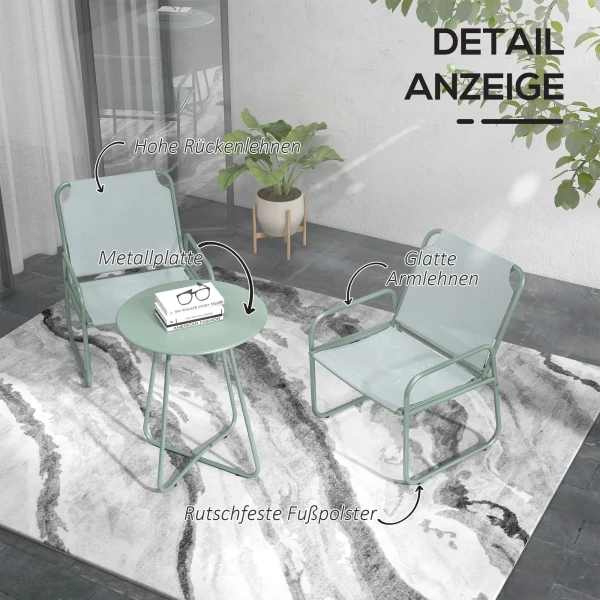 3 Delig Bistro Set Balkonmeubel Set Met 1 Tafel En 2 Stoelen, Tuinzitgroep Van Mesh In Groen Voor Tuin En Terras 8