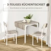 3 Delige Eetgroep Met 2 Stoelen En 1 Tafel Inklapbaar Tafelblad 120 X 60 X 75 Cm Staal Mdf Natuur Wit Ideaal Voor Keuken & Eetkamer 5