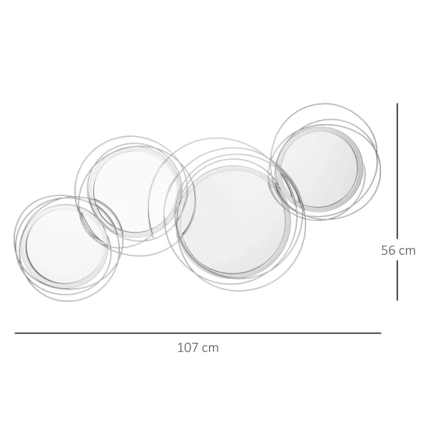 3 Delige Set Spiegels Voor Wanddecoratie, Wanddecoratie Met 4 Ronde Spiegels, Woonkamerdecoratie, Wandspiegel, Gangspiegel, Wandkunstwerk Voor Woonkamer, Slaapkamer, Metaal, Zilver 4