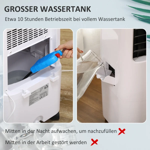 3 In 1 Mobiele Airconditioner Met Luchtbevochtiging Waterkoeling 15l 60° Oscillerend Klimaatapparaat 65w Luchtkoeler Met 8u Timer, Afstandsbediening, Gebruiksruimte 20 ㎡ Wit 32 X 37 X 69 Cm 10