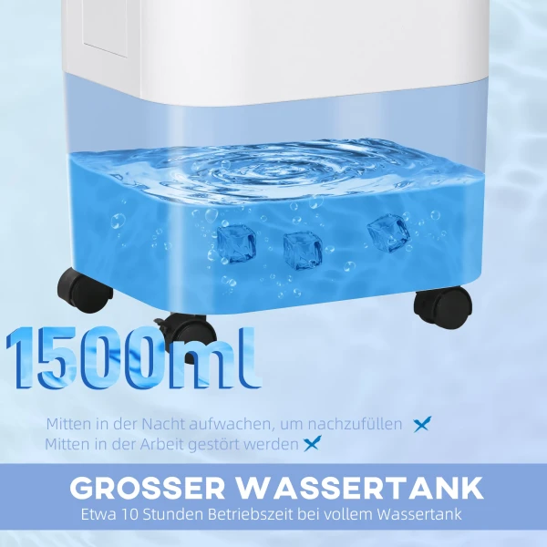 3 In 1 Mobiele Airconditioner Met Luchtbevochtiging Waterkoeling 15l 60° Oscillerend Klimaatapparaat Luchtkoeler Met 7,5u Timer, Afstandsbediening, Led Display, Voor 20 ㎡ Wit 37 X 32 X 78 Cm 10