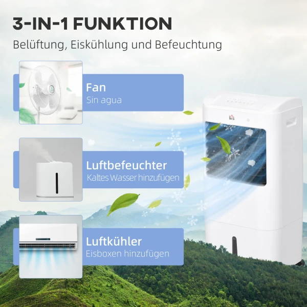 3 In 1 Mobiele Airconditioner Met Luchtbevochtiging Waterkoeling 15l 60° Oscillerend Klimaatapparaat Luchtkoeler Met 7,5u Timer, Afstandsbediening, Led Display, Voor 20 ㎡ Wit 37 X 32 X 78 Cm 6