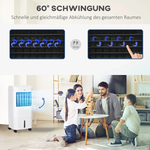 3 In 1 Mobiele Airconditioner Met Luchtbevochtiging Waterkoeling 15l 60° Oscillerend Klimaatapparaat Luchtkoeler Met 7,5u Timer, Afstandsbediening, Led Display, Voor 20 ㎡ Wit 37 X 32 X 78 Cm 8