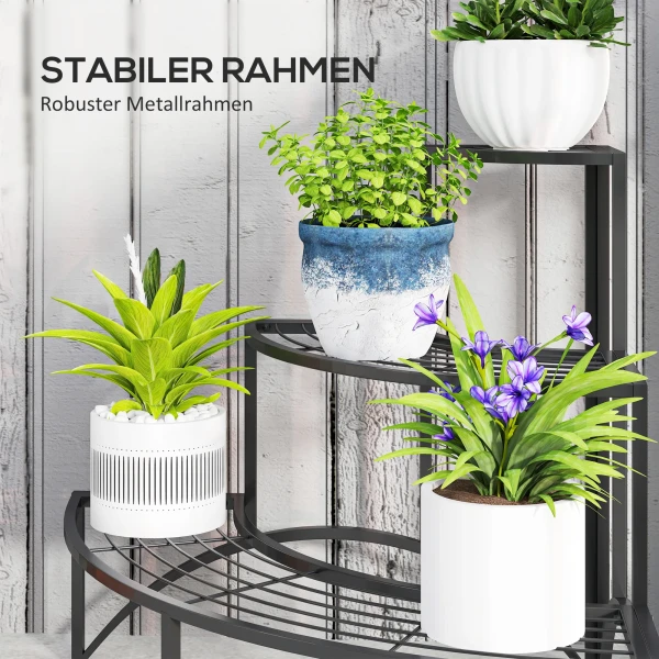 3 Laags Plantenstandaard, Bloemenstandaard Voor Binnen Buiten, Metalen Plantenrek, Meerlaags Bloemenrek, 60 Cm Hoge Bloementrap Voor Woonkamer, Tuin Balkon Decoratie, Zwart 7