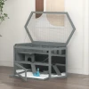 3 Verdiepingen Knaagdierkooi, Zeshoekige Kleindierkooi, Houten Kleindierhuis, Muizenkooi, Hamsterkooi Met Opklapbaar Deksel, Kijkvenster, Helling, 115 X 60 X 55 Cm Grijs 10