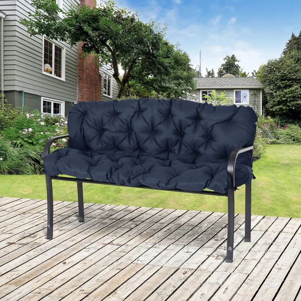 3 Zits Bankkussen 150x98x8 Cm, Bankkussen Met Banden, Zitkussen, Outdoor/indoor Stoelkussen, Zitkussen, Zitkussen Voor Tuinmeubelen, Vensterbank Zitbank, Hollywoodschommel, Donkerblauw 2