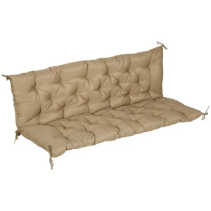 3 Zits Bankkussen 150x98x8 Cm Met Banden, Zitkussen, Outdoor/indoor Stoelkussen, Zitkussen, Zitkussen, Bankkussen Voor Tuinmeubilair, Zitbank Hollywoodschommel, Khaki 1