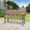 3 Zits Bankkussen 150x98x8 Cm Met Banden, Zitkussen, Outdoor/indoor Stoelkussen, Zitkussen, Zitkussen, Bankkussen Voor Tuinmeubilair, Zitbank Hollywoodschommel, Khaki 2