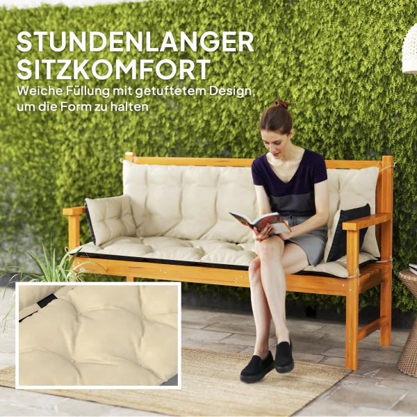 3 Zits Bankkussen 180x110x8 Cm Met Banden, Zitkussen, Outdoor/indoor Stoelkussen, Zitkussen, Zitkussen, Bankkussen Voor Tuinmeubelen, Hollywood Schommel, Beige+zwart 8